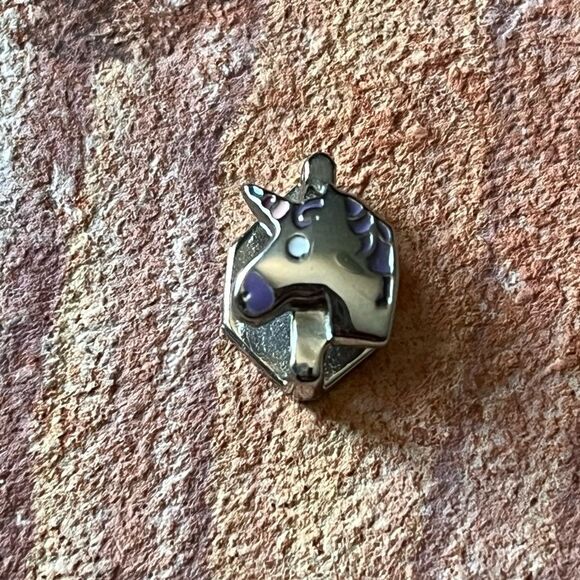 KEEP Collective Stella & Dot Silver-Tone Slide Unicorn Charm with Rainbow Horn - Picture 1 of 3